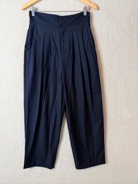 L’Atelier Black Pleated Wide Leg Trousers High Rise Pants M